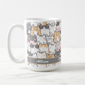 Kawaii Schattige kattenpatroon gepersonaliseerd Koffiemok (Links)