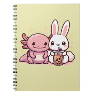 Kawaii Schattige konijn en Axolotl Multomap Notitieboek