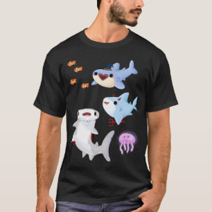 Kawaii Schattige Pastel Haaien & Kwallen T-shirt