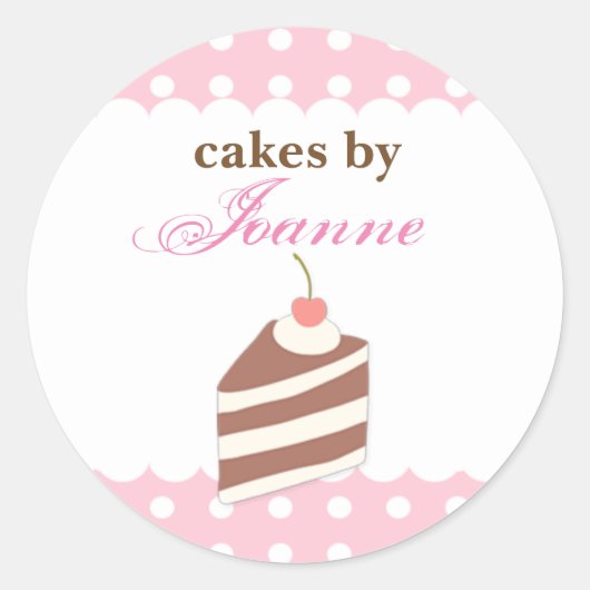 KAWAII schattige PINK Cake Bakery Logo Label Stick (Voorkant)