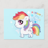 Kawaii schattige regenboog pony met dunne sterren briefkaart (Voorkant)