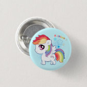 Kawaii schattige regenboog pony met dunne sterren ronde button 3,2 cm (Voorkant /achterkant)