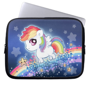 Kawaii schattige regenboog pony met stermelkweg laptop sleeve