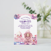 Kawaii Schattige Roze Halloween Verjaardag Uitnodiging Briefkaart (Staand voorkant)