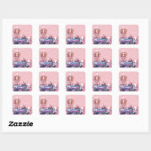 Kawaii Schattige Roze Halloween Vierkante Sticker (Vel)