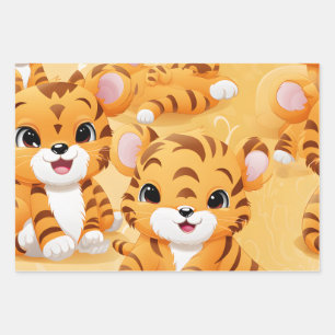 Kawaii Schattige Tijger Cubs Inpakpapier Vel