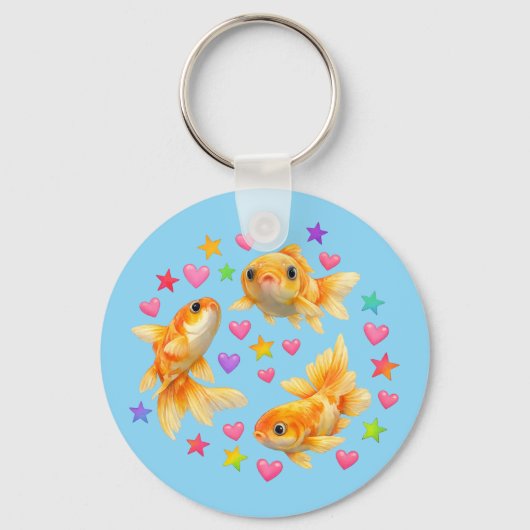 kawaii schattige y2k regenboog goudvis sleutelhanger (Voorkant)