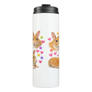 kawaii schattige y2k regenboog konijn konijntje thermosbeker