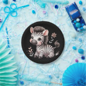 Kawaii Schattige Zebra Wildlife Fun Zwart-Wit Papieren Bordje (Feest)