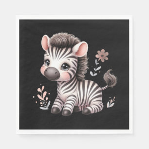 Kawaii Schattige Zebra Wildlife Fun Zwart-Wit Servet