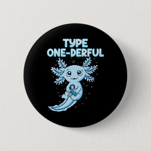 KAWAII Schattigee axolotl type Onederful T1d Diabe Ronde Button 5,7 Cm