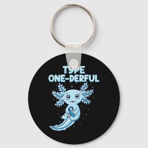 KAWAII Schattigee axolotl type Onederful T1d Diabe Sleutelhanger
