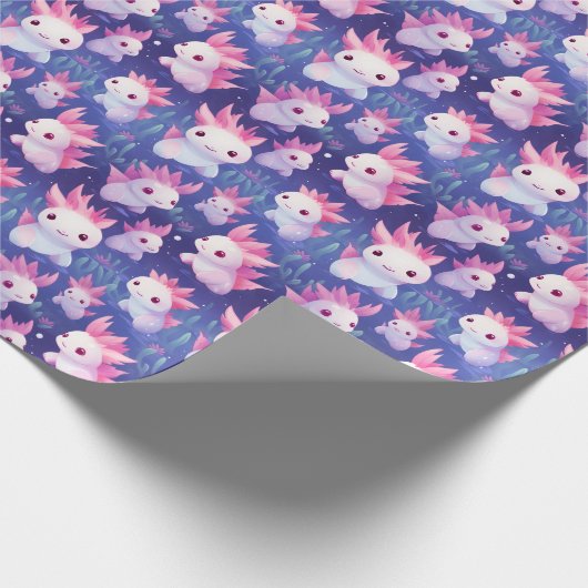 Kawaii Schattigee Baby Axolotls Cadeaupapier (Hoek)