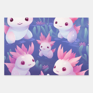 Kawaii Schattigee Baby Axolotls Inpakpapier Vel