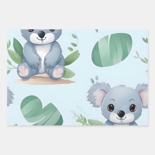 Kawaii Schattigee Baby Koala Beren Inpakpapier Vel (Voorkant)