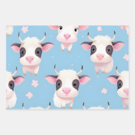 Kawaii Schattigee Baby Koeien Inpakpapier Vel