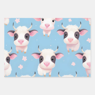 Kawaii Schattigee Baby Koeien Inpakpapier Vel