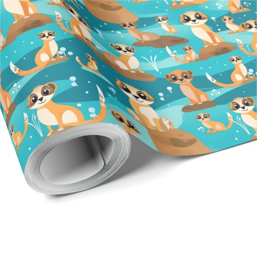 Kawaii Schattigee Baby Meerkats Cadeaupapier (Rol Hoek)