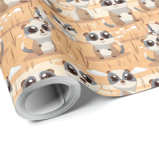 Kawaii Schattigee Baby Meerkats Cadeaupapier (Rol Hoek)