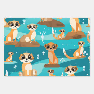 Kawaii Schattigee Baby Meerkats Inpakpapier Vel