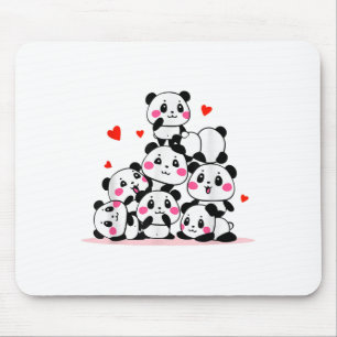 Kawaii Schattigee Baby panda stapel met rode harte Muismat