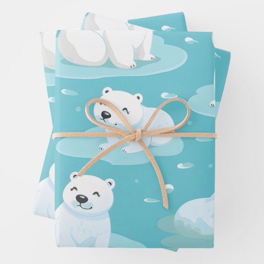 Kawaii Schattigee Baby Polar Beren Inpakpapier Vel (In situ)