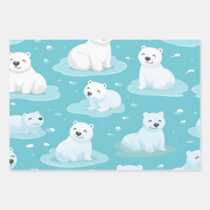 Kawaii Schattigee Baby Polar Beren Inpakpapier Vel