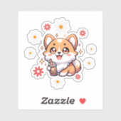 Kawaii Schattigee Corgi Boba melkthee Sticker (Vel)
