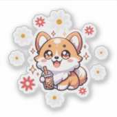 Kawaii Schattigee Corgi Boba melkthee Sticker (Voorkant)