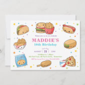 Kawaii Schattigee Fast Food Party Meisje Verjaarda Kaart (Voorkant)