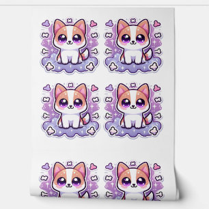 Kawaii Schattigee Hond Schattige Cartoon Puppy Art Behang