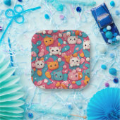 Kawaii Schattigee kattenpatroon print papieren Bor Papieren Bordje (Feest)