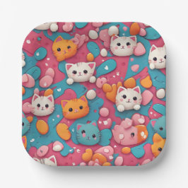 Kawaii Schattigee kattenpatroon print papieren Bor Papieren Bordje