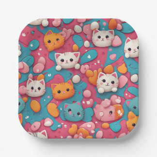 Kawaii Schattigee kattenpatroon print papieren Bor Papieren Bordje