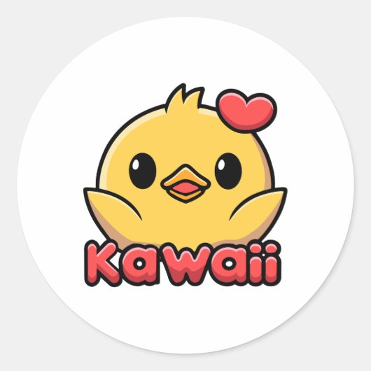 Kawaii. Schattigee Kawaii Baby Chick Cartoon Ronde Sticker (Voorkant)