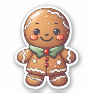 Kawaii Schattigee kerst peperkoek gebakken met lie Sticker