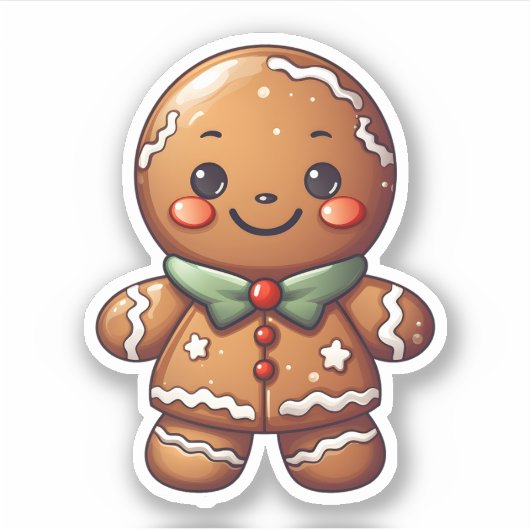 Kawaii Schattigee kerst peperkoek gebakken met lie Sticker (Voorkant)