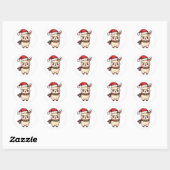 Kawaii Schattigee kerstlama met kerstmuts Ronde Sticker (Vel)