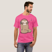 Kawaii Schattigee luiaard luisteren naar muziek T-shirt (Voorkant volledig)