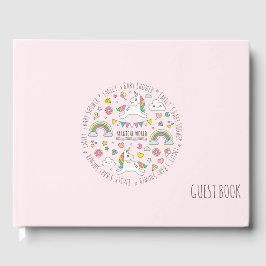 Kawaii Schattigee magische eenhoorn. Baby Shower. Gastenboek