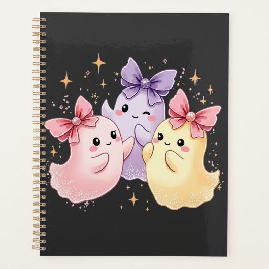 Kawaii Schattigee pastelgeesten met bogen Planner (Voorkant)