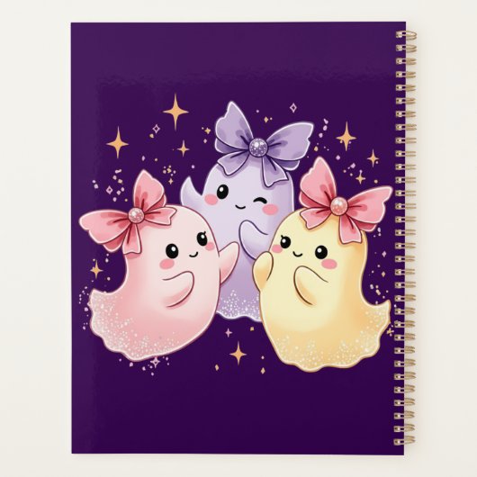 Kawaii Schattigee pastelgeesten met bogen Planner (Achterkant)