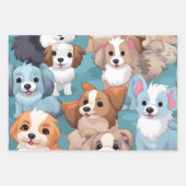 Kawaii Schattigee Puppies Inpakpapier Vel (Voorkant 3)