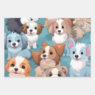 Kawaii Schattigee Puppies Inpakpapier Vel