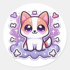 Kawaii Schattigee Puppy Schattige Cartoon Dog Big Ronde Sticker
