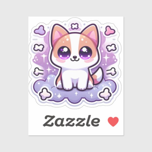 Kawaii Schattigee Puppy Schattige Hond Grote Ogen Sticker (Vel)