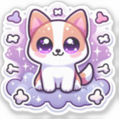 Kawaii Schattigee Puppy Schattige Hond Grote Ogen Sticker (Voorkant)