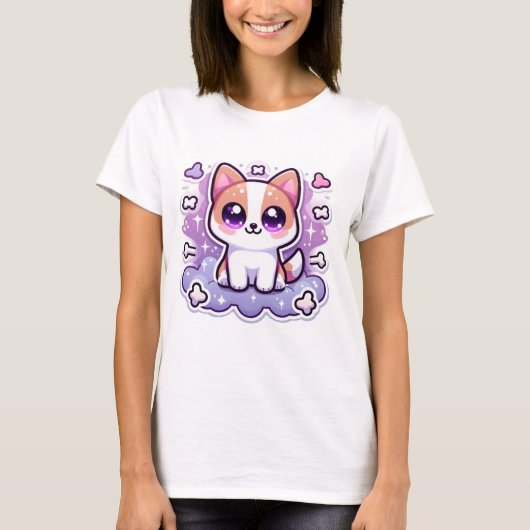 Kawaii Schattigee puppy Schattige hond met grote o T-shirt (Voorkant)