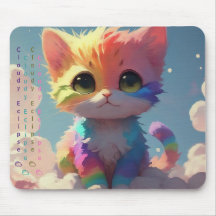 Kawaii Schattigee regenboog kitten op een wolk mou
