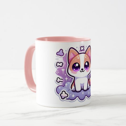 Kawaii Schattigee Schattige puppy met grote ogen Mok (Voorkant links)